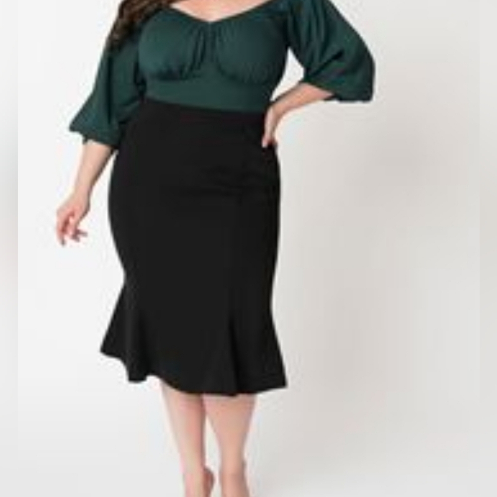 Unique Vintage Micheline Pitt Sassafras pencil skirt in black